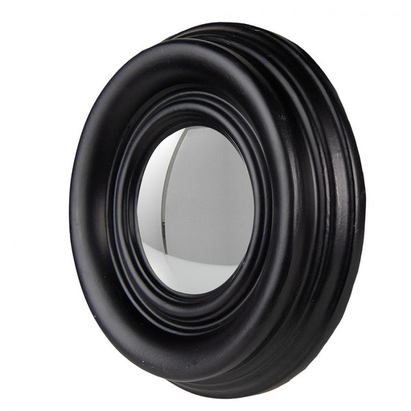 Mirror Ø 21 CM black wood round convex mirror