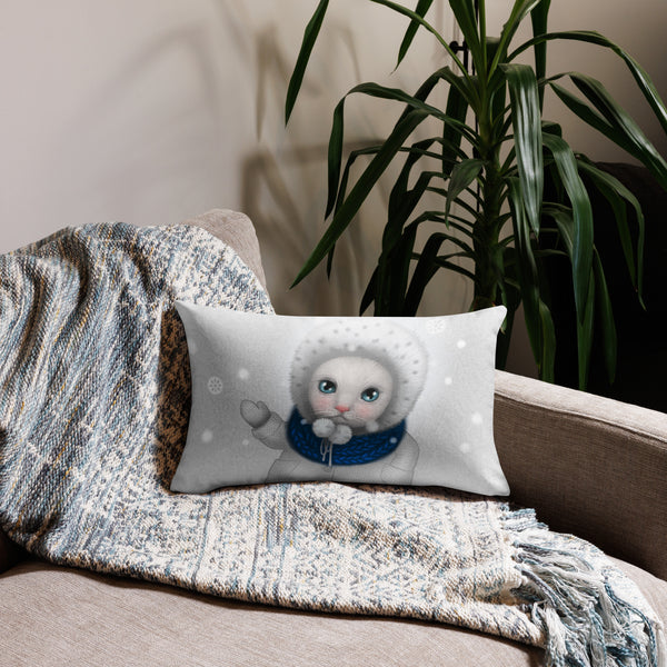 Premium pillow "Everything looks cute when it's small" (Cat)