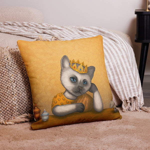 Premium pillow "Lift your head, princess, if not, the crown falls" (Siamese cat)