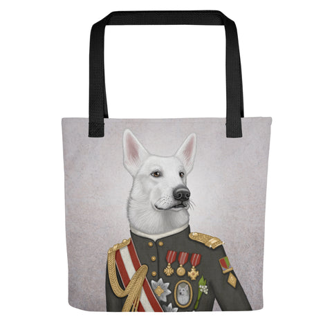 Tote bag "A king's face should show grace" (White Swiss Shepherd Dog)