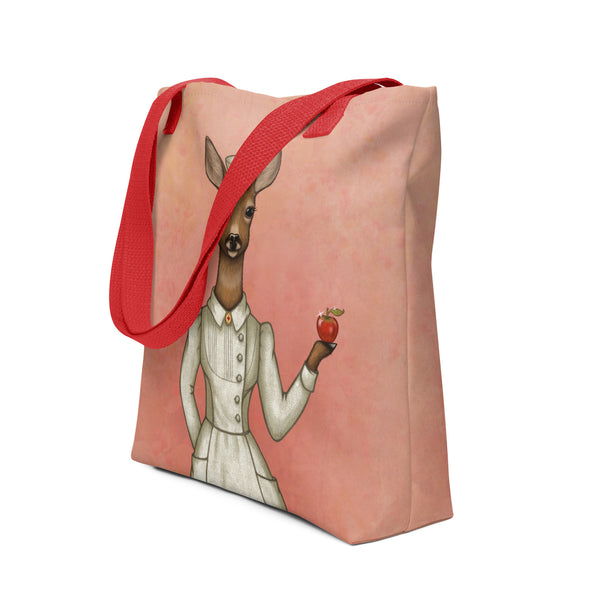 Tote bag "An apple a day keeps the doctor away" (Deer)