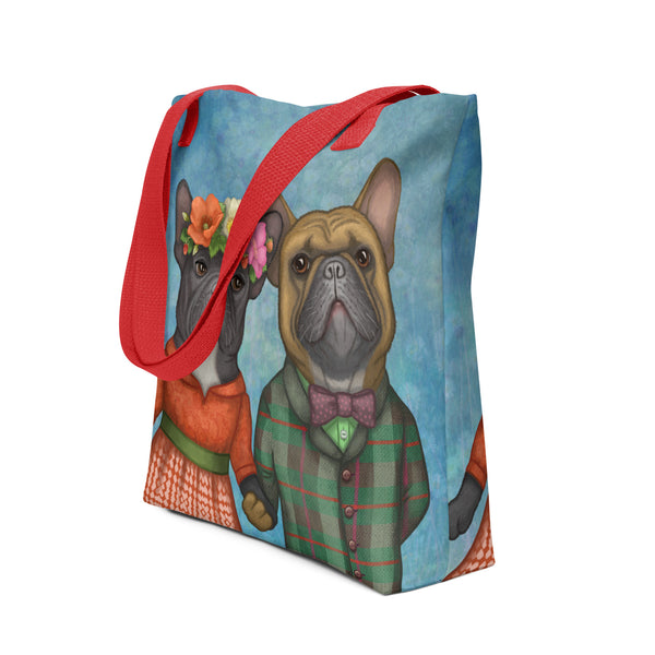 Tote bag "A life without love is like a year without summer" (French bulldogs)