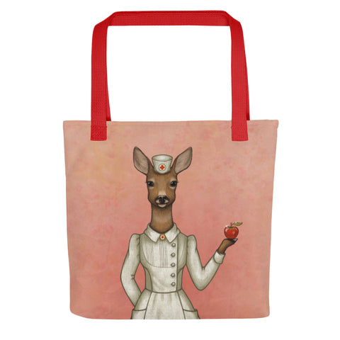 Tote bag "An apple a day keeps the doctor away" (Deer)
