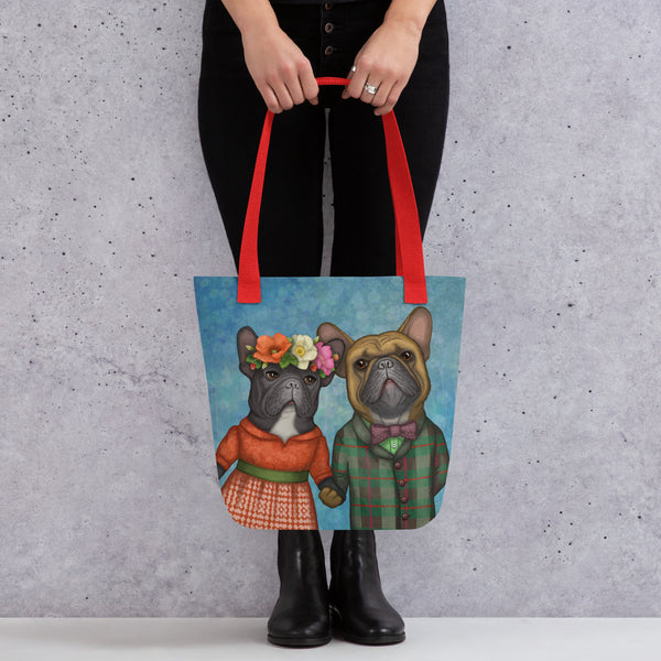 Tote bag "A life without love is like a year without summer" (French bulldogs)