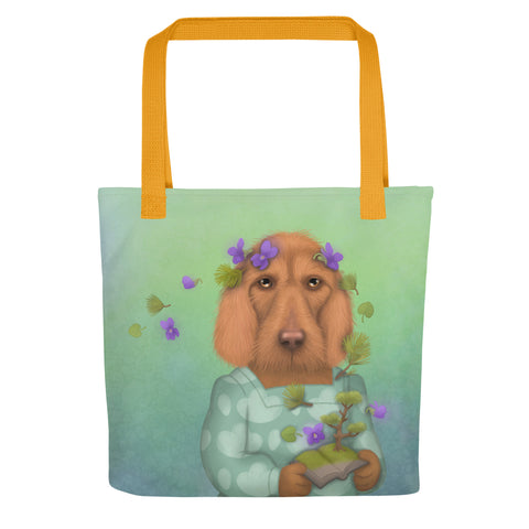 Tote bag "A book is like a forest carried in the pocket" (Basset Fauve de Bretagne)