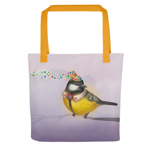 Tote bag "Be a rainbow in someone's cloud" (Great Tit)