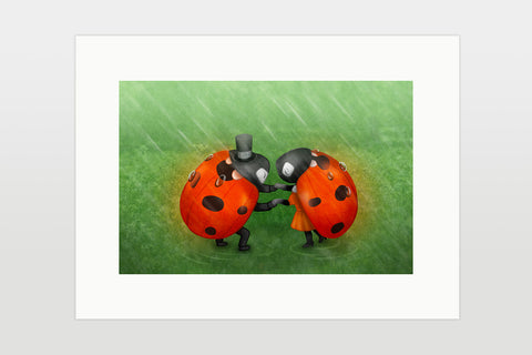 Print  "Two lovers in the rain don't need an umbrella" (Ladybugs)