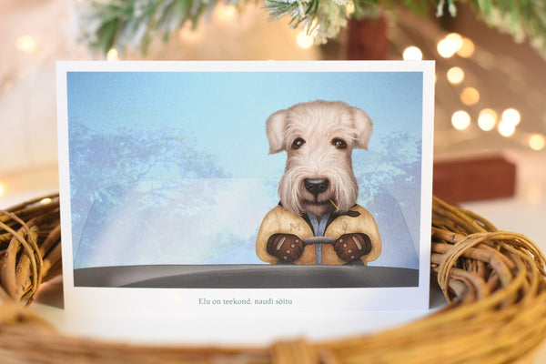 Postcard "Life is a journey, enjoy the ride" (Irish soft-coated Wheaten Terrier)