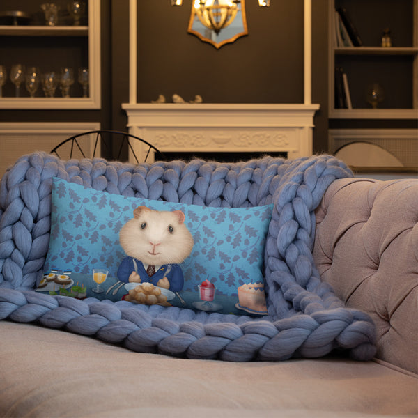 Premium pillow "Life is a party table, so don't starve" (Guinea pig)