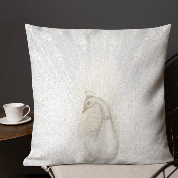 Premium pillow "Every bird is proud of its feathers" (White Peacock)