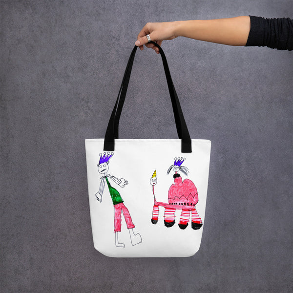 Tote bag "Princess is walking with unicorn and meets prince"