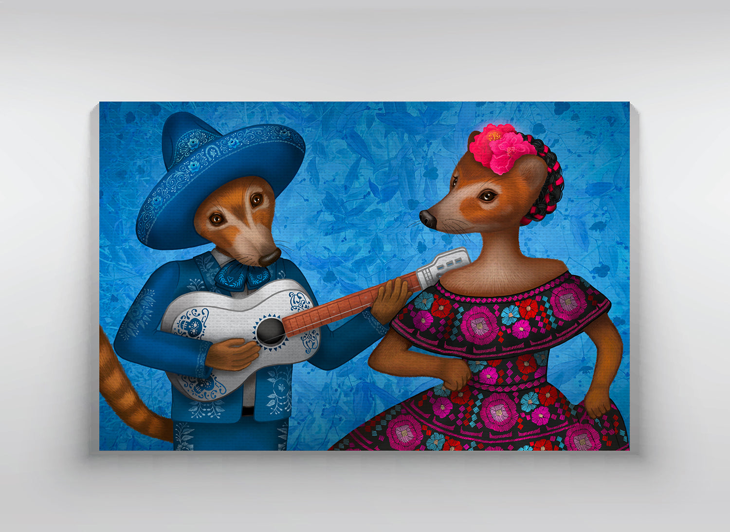 Canvas  "One string is good enough for a good musician" (South American coatis)