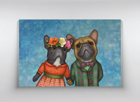 Canvas "A life without love is like a year without summer" (French bulldogs)