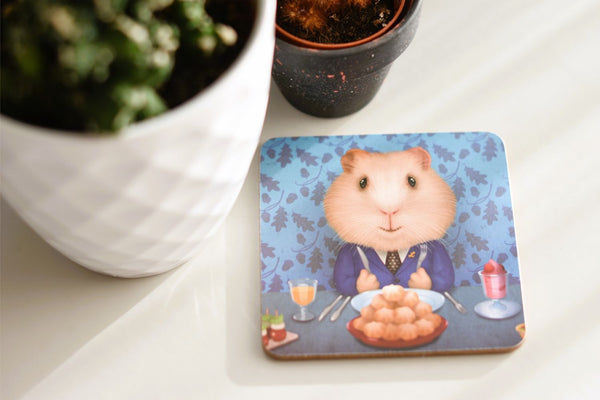 Coaster "Life is a party table, so don't starve" (Guinea pig)