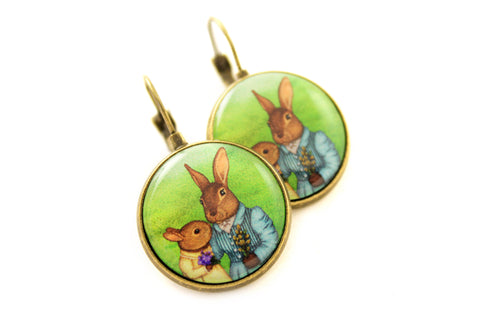Earrings "It is never winter in the land of hope" (Hares)