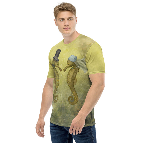 Men's T-shirt "Sea has hundred hearts" (Seahorses)