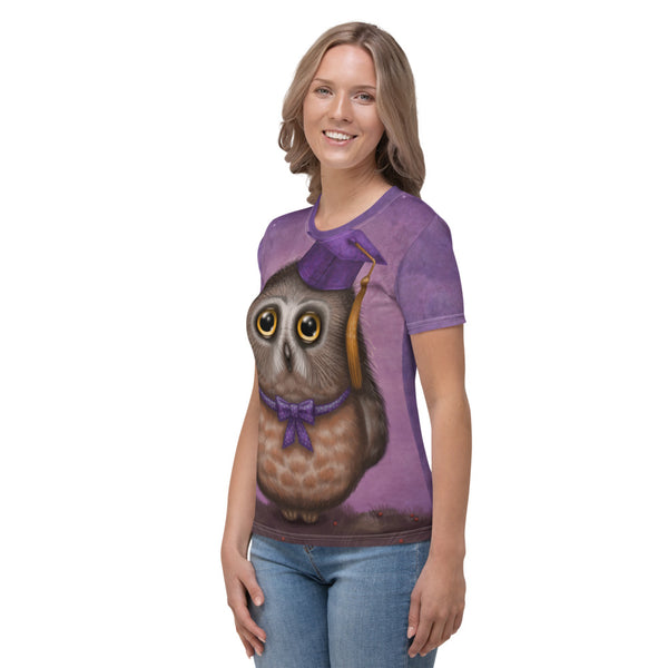 Women's T-shirt "Wonder is beginning of wisdom" (Owl)