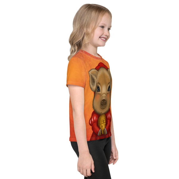 Unisex kids T-shirt "A small gift is better than a great promise" (Wild boar)