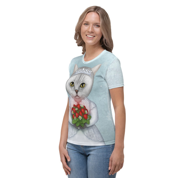 Women's T-shirt "Don't marry a girl who wants strawberries in January" (British Shorthair)