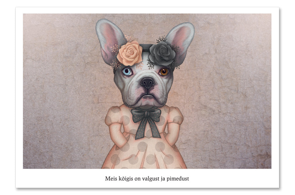 Postcard "We all have light and dark inside us" (French bulldog)