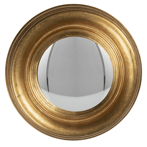 Peegel Ø 24 CM kullavärvi puidust raamiga ümmargune kumer peegel