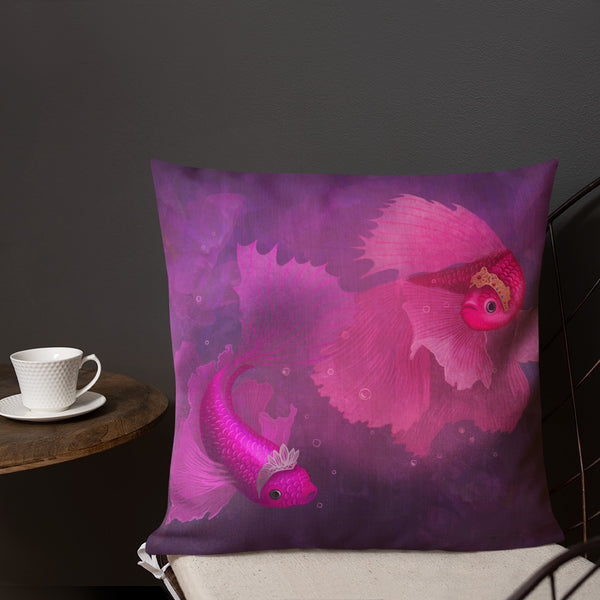 Premium pillow "Unspoken words are the flowers of silence" (Betta fish)