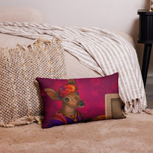 Premium pillow "I paint flowers so they will not die" (Deer)
