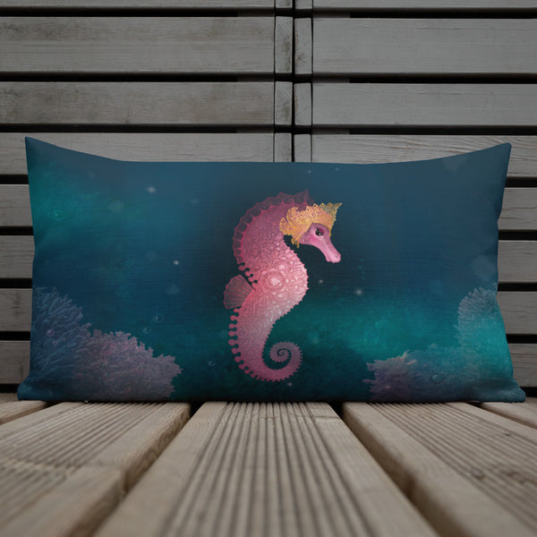 Premium pillow "Do not feel lonely, the entire universe is inside you" (Seahorse)