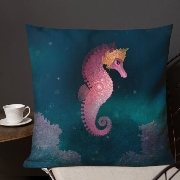 Premium pillow "Do not feel lonely, the entire universe is inside you" (Seahorse)