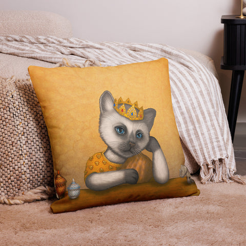 Premium pillow "Lift your head, princess, if not, the crown falls" (Siamese cat)