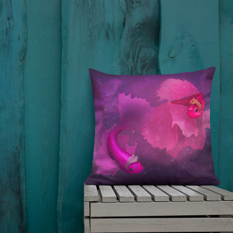 Premium pillow "Unspoken words are the flowers of silence" (Betta fish)