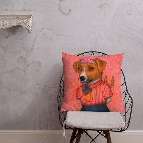 Premium pillow "If you obay all the rules, you`ll miss all the fun" (Jack Russell Terrier)