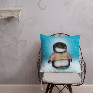 Premium pillow "When snow falls, nature listens" (Penguin)