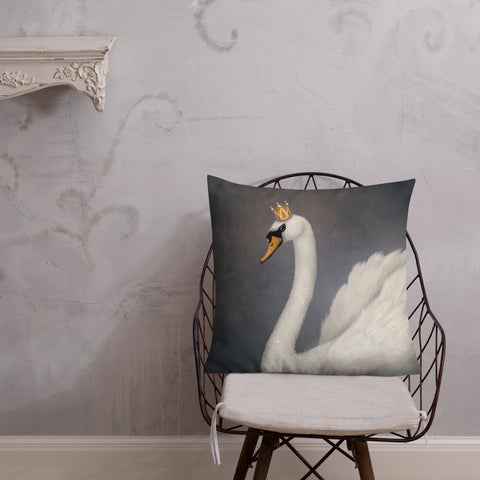 Premium pillow "Even if you enter the dirty water, stay neat like a white swan" (Swan)