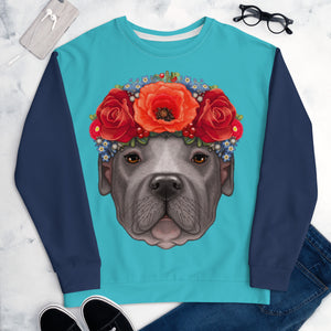 Unisex sweatshirt "Floral headband" (Staffordshire bull terrier)