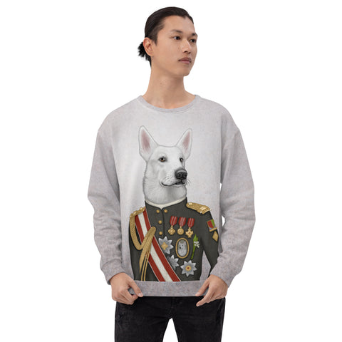 Unisex sweatshirt "A king's face should show grace" (White Swiss Shepherd Dog)