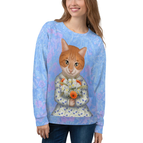 Unisex sweatshirt "Garden flowers larger, field flowers stronger" (Cat)