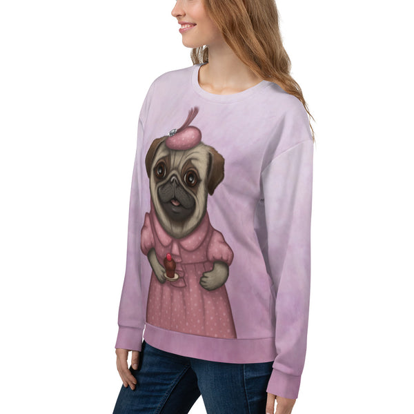 Unisex sweatshirt "A full stomach makes a happy heart" (Pug)