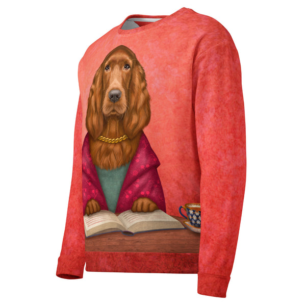 Unisex sweatshirt "Reading books removes sorrow from the heart" (Irish Setter)