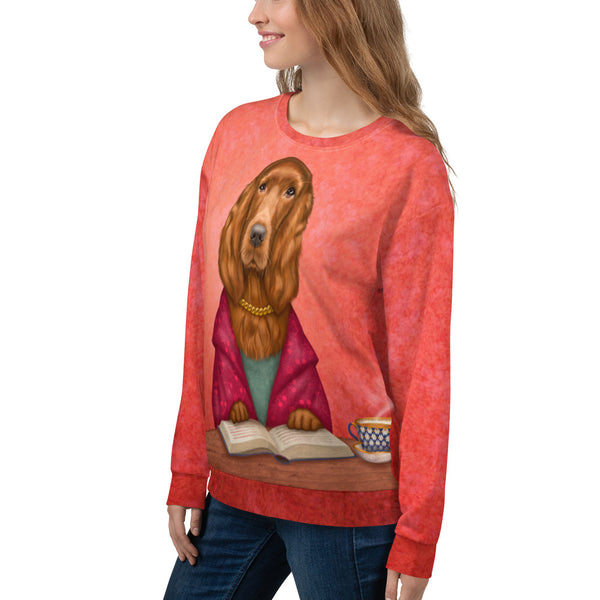 Unisex sweatshirt "Reading books removes sorrow from the heart" (Irish Setter)