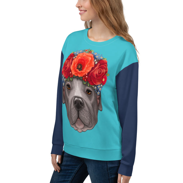 Unisex sweatshirt "Floral headband" (Staffordshire bull terrier)