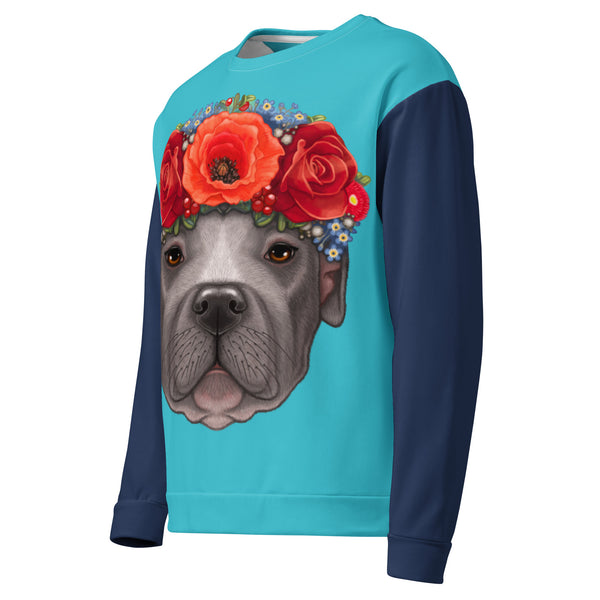 Unisex sweatshirt "Floral headband" (Staffordshire bull terrier)