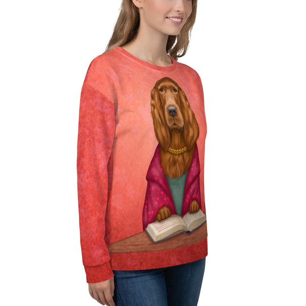 Unisex sweatshirt "Reading books removes sorrow from the heart" (Irish Setter)