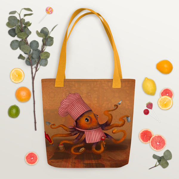 Tote bag "Cooking is my superpower and apron is my cape" (Octopus)