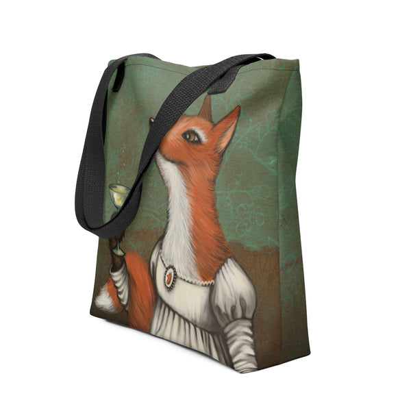 Tote bag "She who doesn't risk never gets to drink champagne" (Fox)