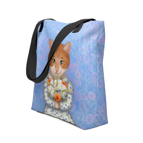 Tote bag "Garden flowers larger, field flowers stronger" (Cat)
