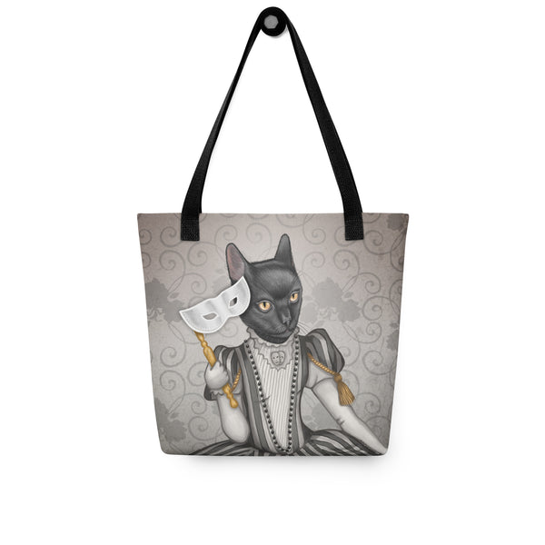 Tote bag "The face is a mask, look behind it" (Cat)