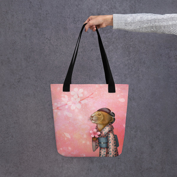 Tote bag "A fallen blossom never returns to the branch" (Pika)