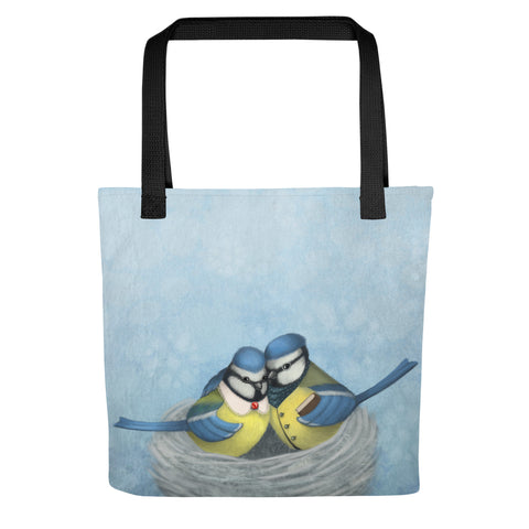 Tote bag "East or West, home is best" (Blue tits)