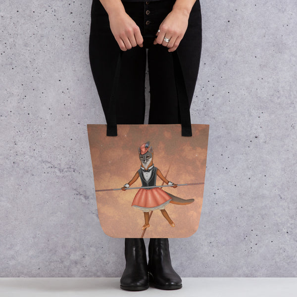 Tote bag "A sense of humor is the pole to balance our steps on the tightrope of life" (Island fox)